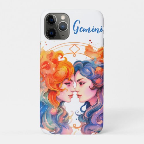 Astrology  zodiac sign of Gemini in watercolor  iPhone 11 Pro Case