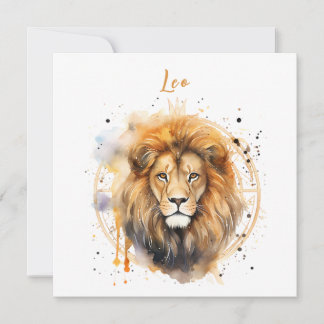 Astrology zodiac sign of Leo in watercolor Invitation