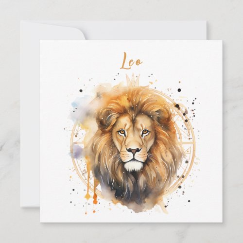 Astrology  zodiac sign of Leo in watercolor Invitation