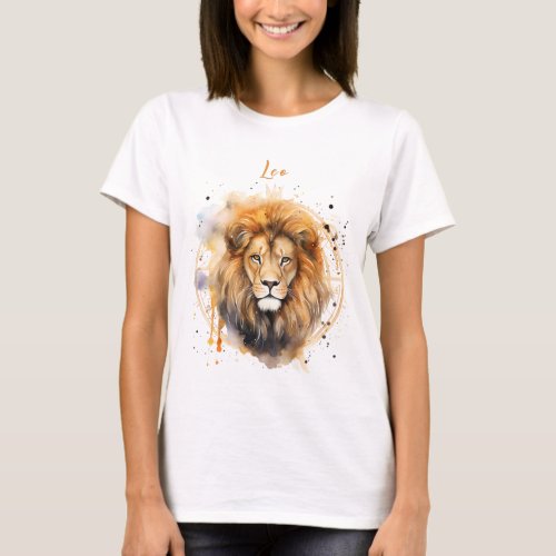 Astrology  zodiac sign of Leo in watercolor T_Shirt