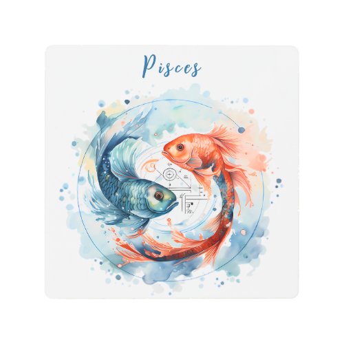 Astrology  zodiac sign of Pisces in watercolor