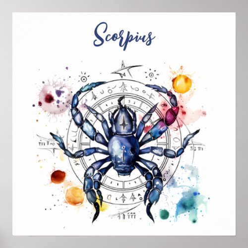 Astrology  zodiac sign of Scorpius in watercolor