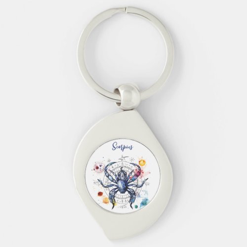 Astrology  zodiac sign of Scorpius in watercolor Keychain