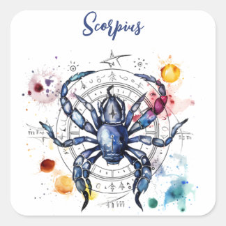 Astrology zodiac sign of Scorpius in watercolor Square Sticker