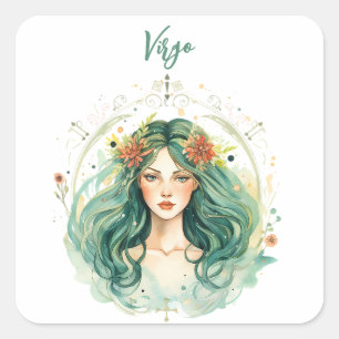 Astrology zodiac sign of Virgo in watercolor Square Sticker