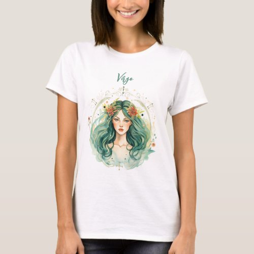 Astrology  zodiac sign of Virgo in watercolor T_Shirt