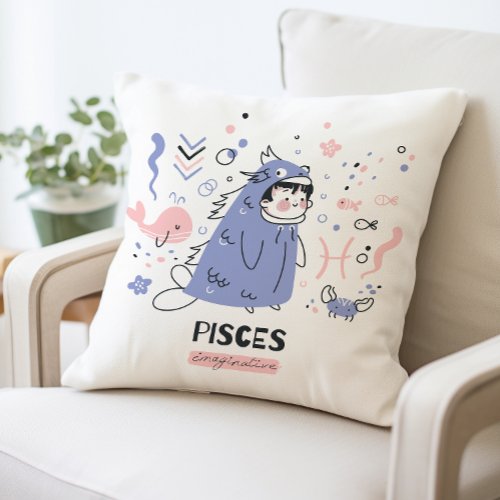 Astrology Zodiac Sign Pisces  Throw Pillow