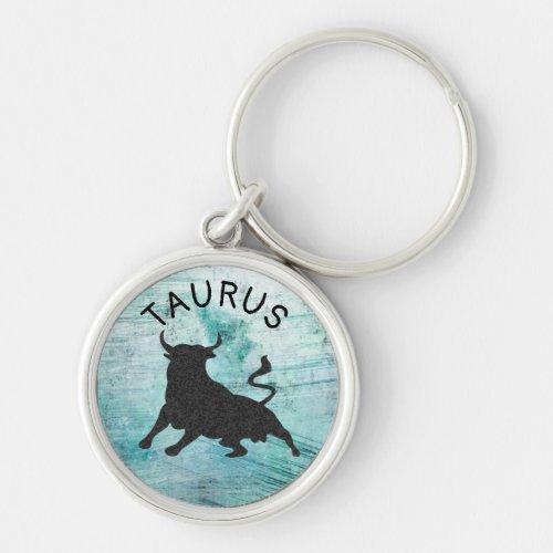 Astrology zodiac sign Taurus symbol gray marble Keychain