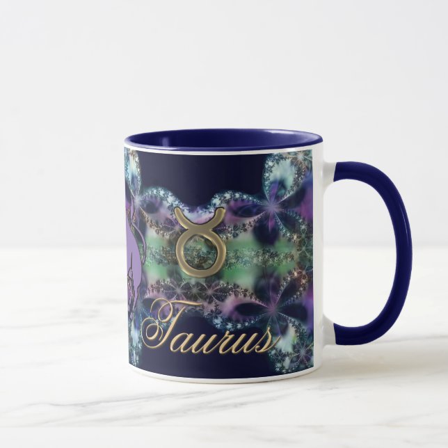 Astrology Zodiac Sign Taurus the Bull Purple/Gold Mug (Right)