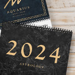 Astrology Zodiac Signs Faux Gold Classic Calendar<br><div class="desc">Design is composed of different zodiac signs per month in dramatic dark sky background with stars. Add a custom quote or delete the current message altogether.</div>