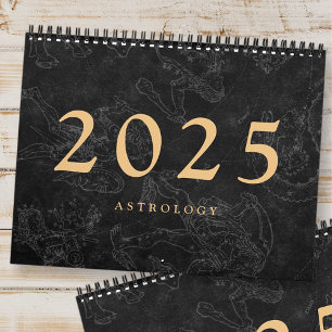 Astrology Zodiac Signs Faux Gold Classic Calendar