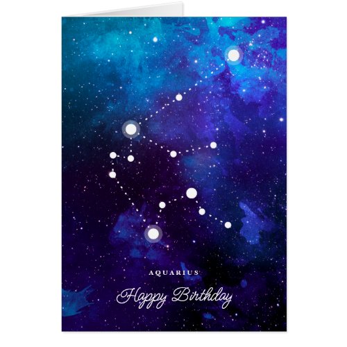 Astrology Zodiac Space Aquarius Birthday Card