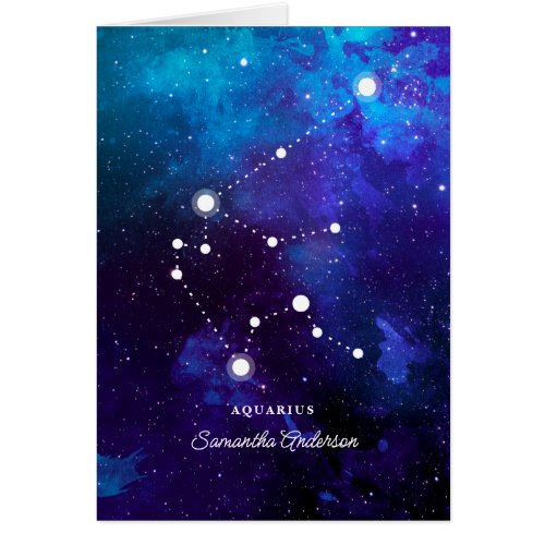 Astrology Zodiac Space Aquarius w Name Note Cards