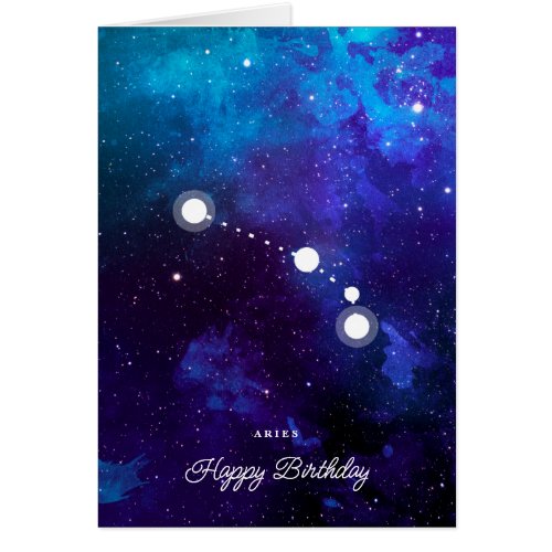 Astrology Zodiac Space Aries Birthday Card