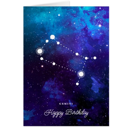 Astrology Zodiac Space Gemini Birthday Card