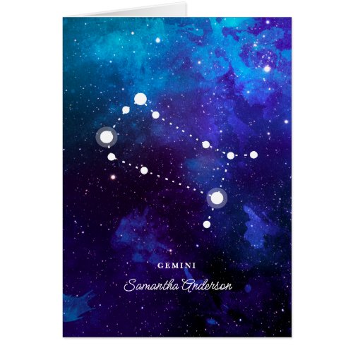 Astrology Zodiac Space Gemini w Name Note Cards