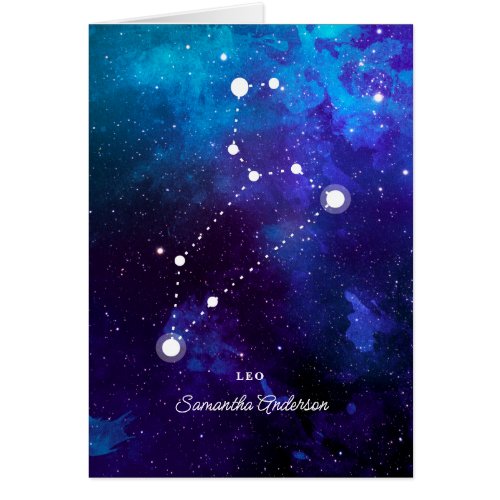 Astrology Zodiac Space Leo w Name Note Cards