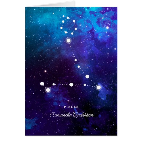 Astrology Zodiac Space Pisces w Name Note Cards