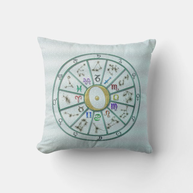 Astrology Zodiac Wheel +gift Throw Pillow (Front)