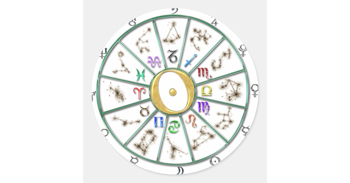 Astrology Zodiac Wheel sticker+gift Classic Round Sticker Zazzle