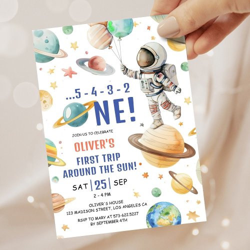 Astronaut 1st Birthday First Trip Around the Sun Invitation