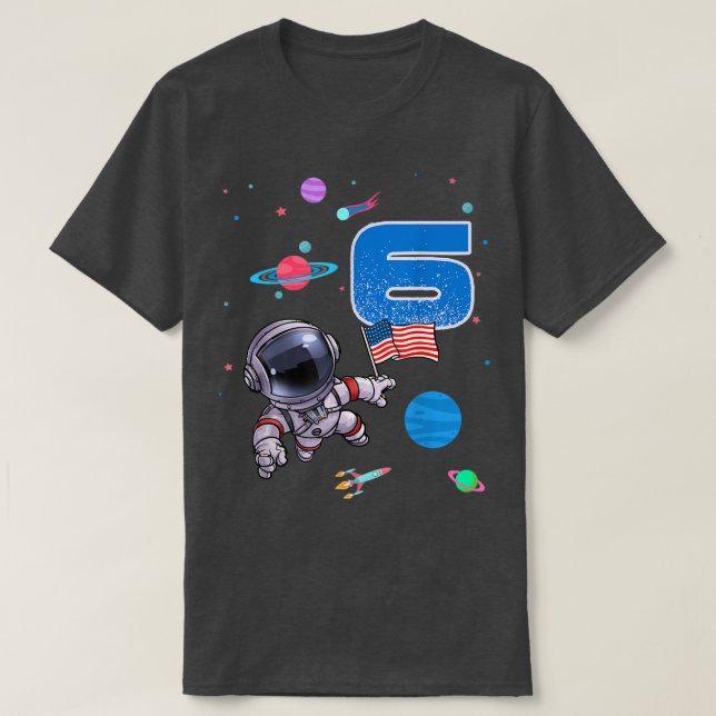 Astronaut 6th birthday 6 Years Old Birthday Boy Sp T-Shirt (Design Front)