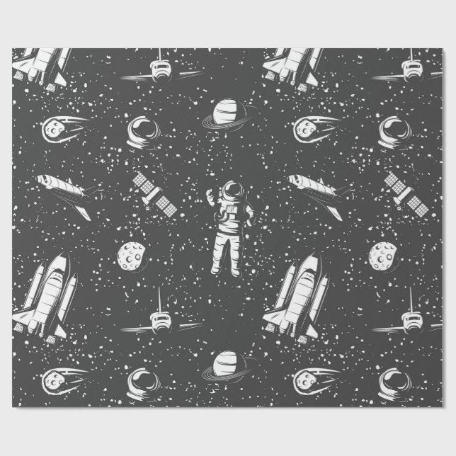 Astronaut aerospace pattern wrapping paper (Flat)