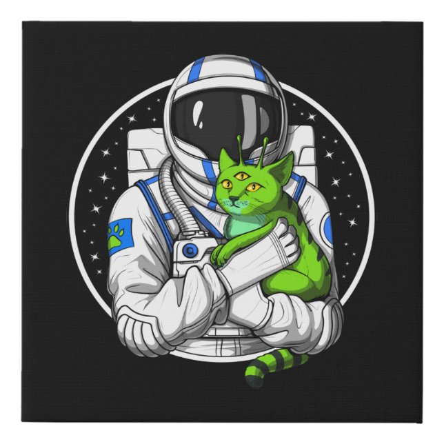 Astronaut Alien Cat Faux Canvas Print (Front)