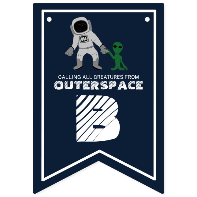 Astronaut & Alien, Outerspace Party Bunting Flags (Second Flag)