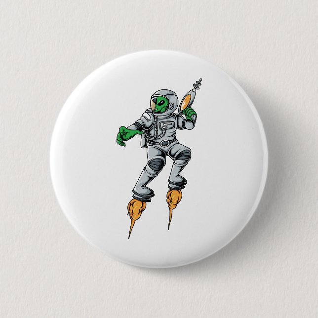 Astronaut Alien Sci-Fi Space Ufo Button (Front)