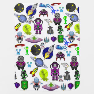 Astronaut Alien Spaceship  Baby Blanket