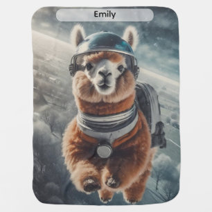 Astronaut Alpaca in Space Surreal Animal  Baby Blanket