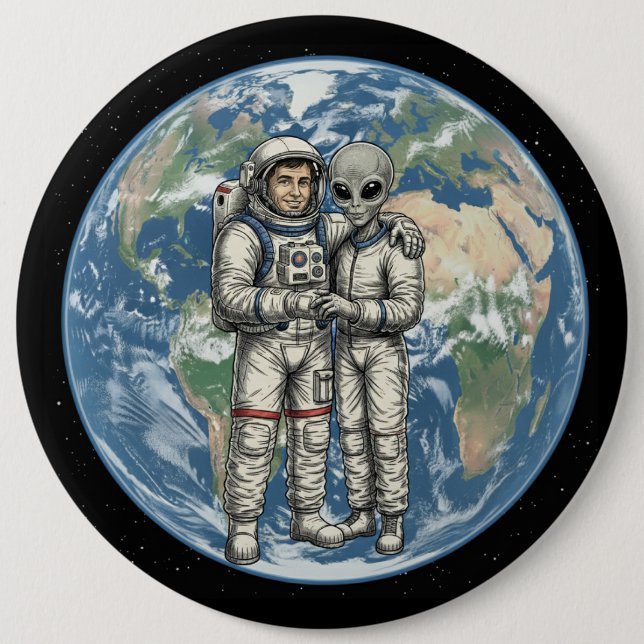 Astronaut and Alien Button (Front)