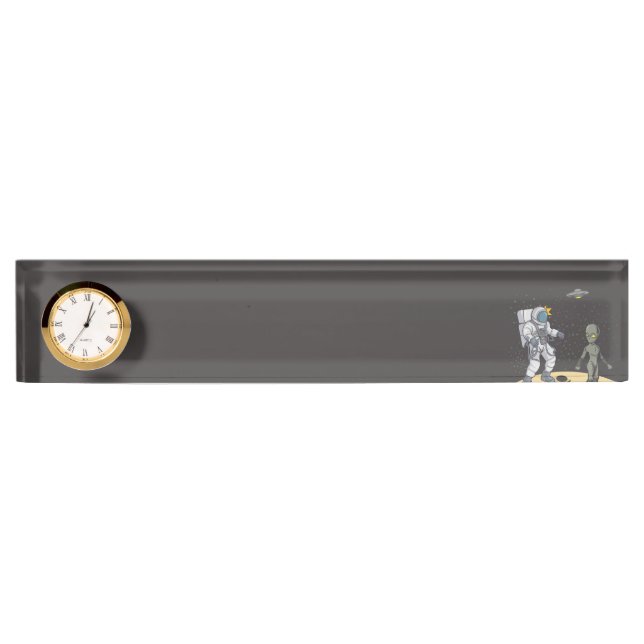 Astronaut and alien    desk name plate (Front)