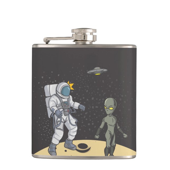 Astronaut and alien     flask (Front)