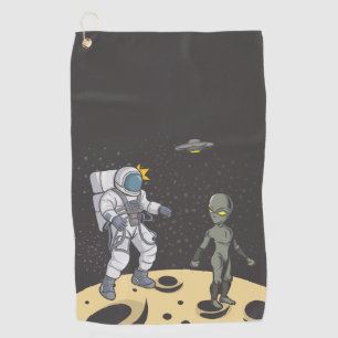 Astronaut and alien    golf towel