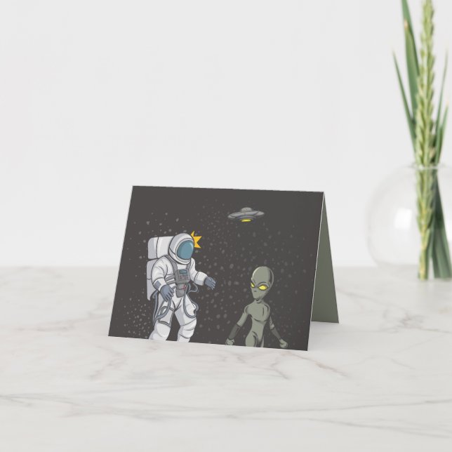 Astronaut and alien    letterpress thank you card (Front)