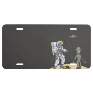 Astronaut and alien   license plate