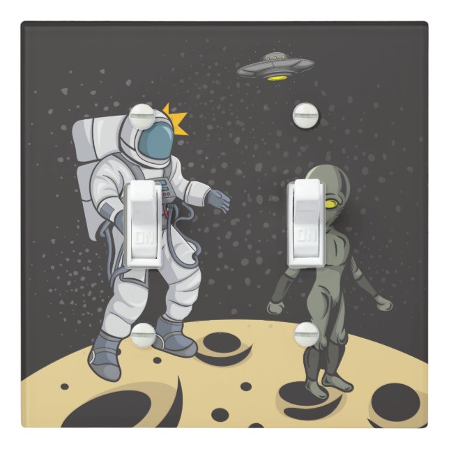 Astronaut and alien   light switch cover (In Situ)