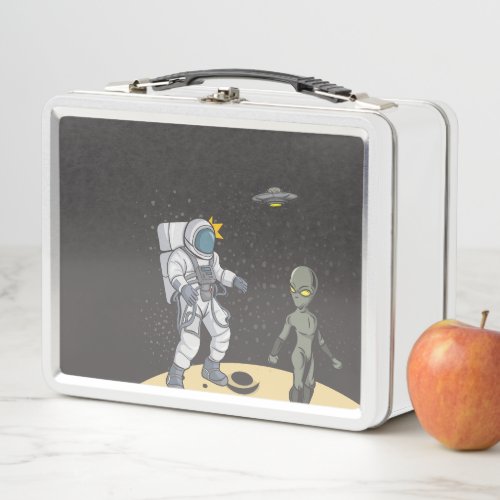 Astronaut and alien    metal lunch box