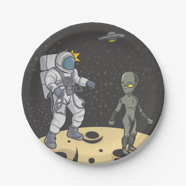 Astronaut and alien   paper plates (Front)