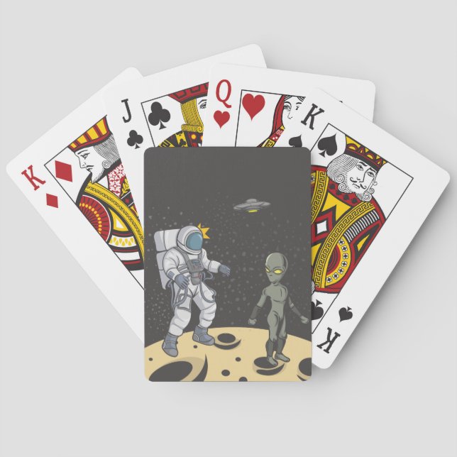 Astronaut and alien   poker cards (Back)