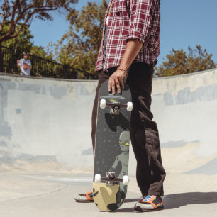 Astronaut and alien skateboard