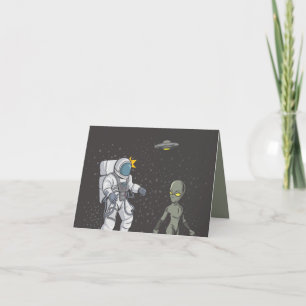 Astronaut and alien thank you card