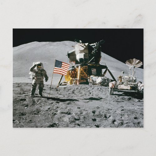 Astronaut and American Flag Apollo Moon Mission Postcard