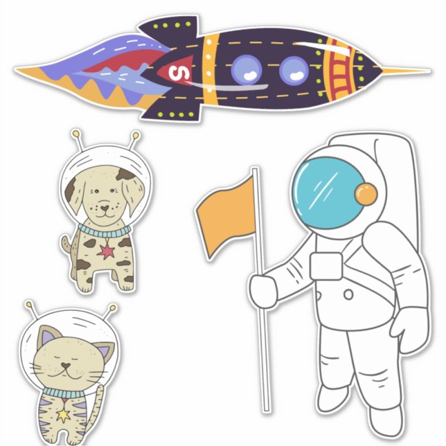 Astronaut and Friends Sticker (Front)