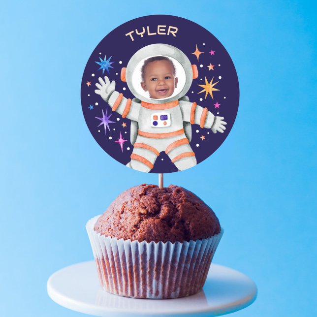 Astronaut and Stars Outer Space Photo Classic Round Sticker (Astronaut and Stars Outer Space Photo Classic Round Sticker)