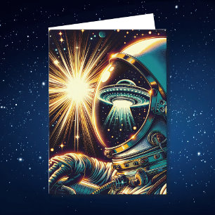 Astronaut and UFO Pun   Birthday  Card