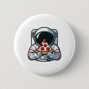Astronaut Animal Eating Pizza Margherita Meal Food Button