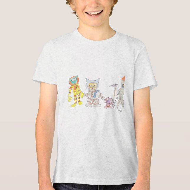 Astronaut Animals Tri-Blend Shirt (Front)